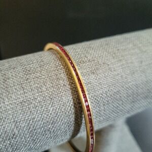 Joseph Esposito Espo Gold Tone Red Crystal Chanel Set Bangle  Size 8" Old Money